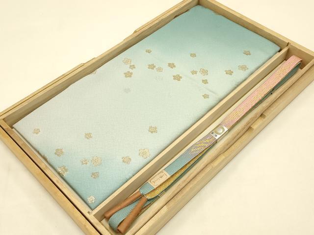 平和屋本店●和装小物　帯締め・帯揚げセット　高麗組 綾出し　舞花文　暈し染め　金糸　正絹　逸品　未使用　AABC2677ay