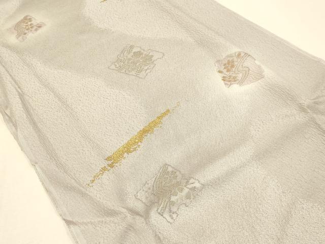 平和屋本店●和装小物 帯締め・帯揚げセット 高麗組 綾出し 破れ色紙花文 暈し染め 金糸 金彩 正絹 逸品 未使用 AABC2678ay