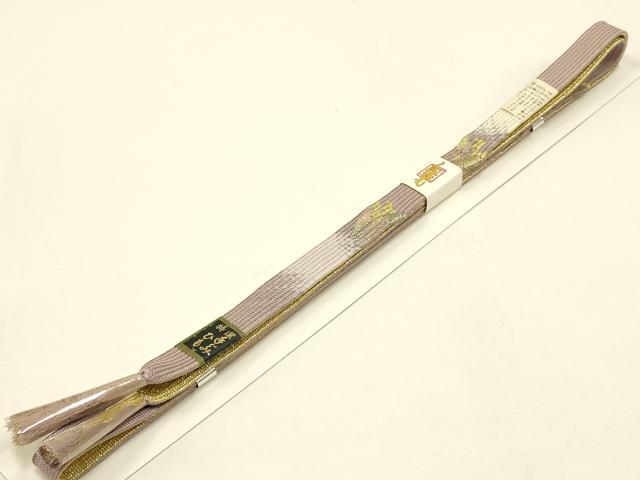 平和屋本店●和装小物 帯締め・帯揚げセット 高麗組 綾出し 破れ色紙花文 暈し染め 金糸 金彩 正絹 逸品 未使用 AABC2678ay