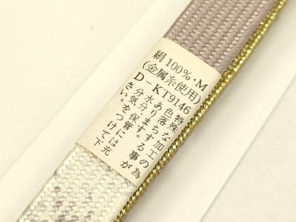平和屋本店●和装小物 帯締め・帯揚げセット 高麗組 綾出し 破れ色紙花文 暈し染め 金糸 金彩 正絹 逸品 未使用 AABC2678ay