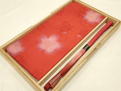 平和屋着物●和装小物 帯締め・帯揚げセット 笹浪組 舞花文 暈し 金糸 金彩 逸品 未使用 AABC2679ay