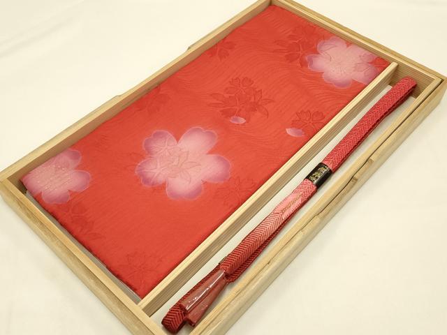 平和屋着物●和装小物 帯締め・帯揚げセット 笹浪組 舞花文 暈し 金糸 金彩 逸品 未使用 AABC2679ay