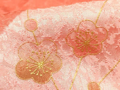 平和屋着物●和装小物 帯締め・帯揚げセット 高麗組 枝梅 暈し 金糸 金彩 正絹 逸品 未使用 AABC2684ay
