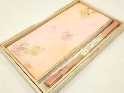 平和屋本店●和装小物 帯締め・帯揚げセット 高麗組 綾出し 流水花丸文 暈し染め 金銀糸 金銀彩 逸品 未使用 AABC2765ay