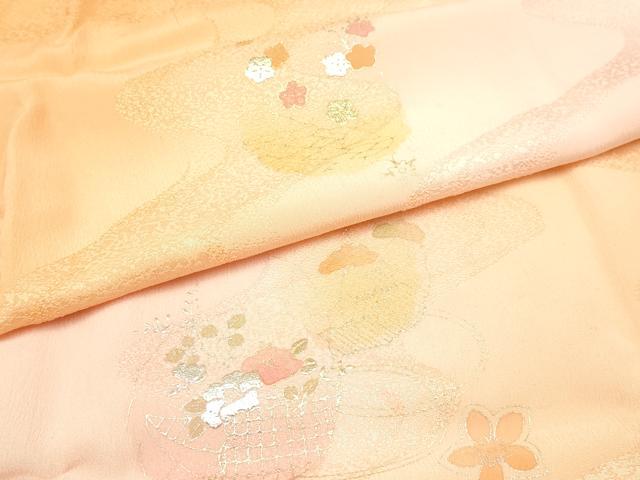 平和屋本店●和装小物 帯締め・帯揚げセット 高麗組 綾出し 流水花丸文 暈し染め 金銀糸 金銀彩 逸品 未使用 AABC2765ay