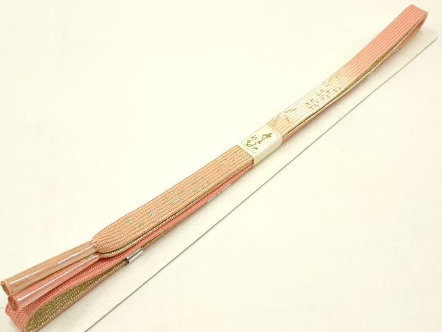平和屋本店●和装小物 帯締め・帯揚げセット 高麗組 綾出し 流水花丸文 暈し染め 金銀糸 金銀彩 逸品 未使用 AABC2765ay
