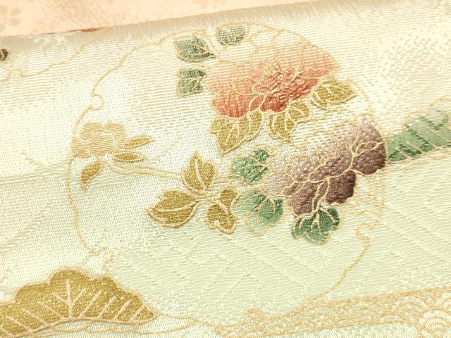平和屋本店●和装小物 帯締め・帯揚げセット 雪輪花文 暈し染め 金糸 金彩 逸品 未使用 AABC2767ay
