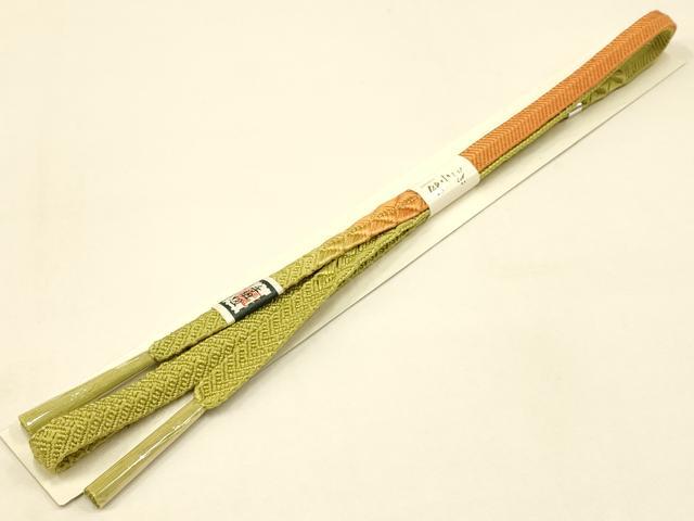平和屋本店●和装小物 帯締め・帯揚げセット 笹浪組 舞花文 暈し染め 金糸 金銀彩 逸品 未使用 AABC2769ay