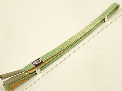 平和屋本店●和装小物 帯締め・帯揚げセット 高麗組 綾出し 霞花文 暈し染め 金糸 逸品 未使用 AABC2774ay