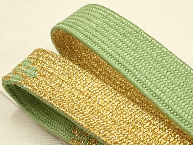 平和屋本店●和装小物 帯締め・帯揚げセット 高麗組 綾出し 霞花文 暈し染め 金糸 逸品 未使用 AABC2774ay