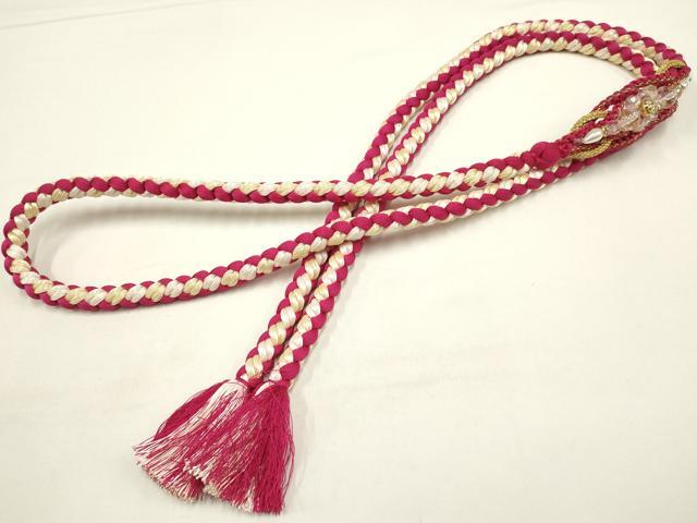 平和屋着物●和装小物　振袖用帯締め　装飾　ラインストーン　ビーズ　パール　金糸　逸品　AABC2791ay