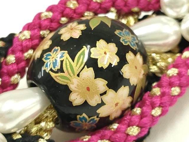平和屋着物●和装小物　振袖用帯締め　装飾　飾り玉　パール　金糸　逸品　AABC2793ay