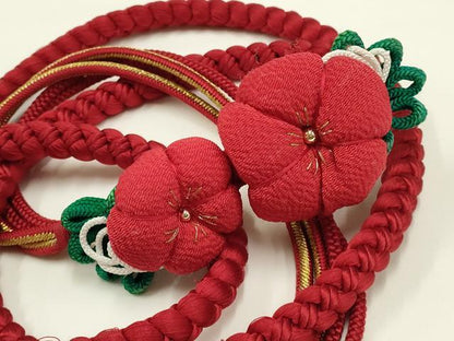 平和屋着物●和装小物　振袖用帯締め　装飾　ちりめん細工　ビーズ　金糸　撚り房　逸品　AABC2799ay
