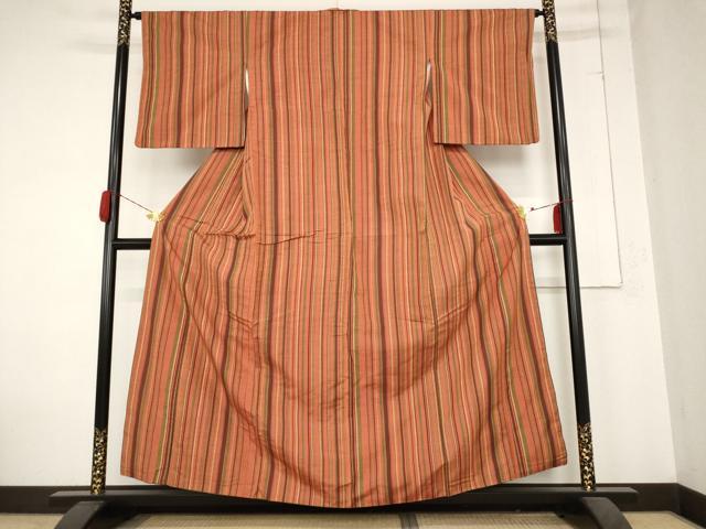 平和屋着物■上質な紬 縞 正絹 逸品 AABC2812st