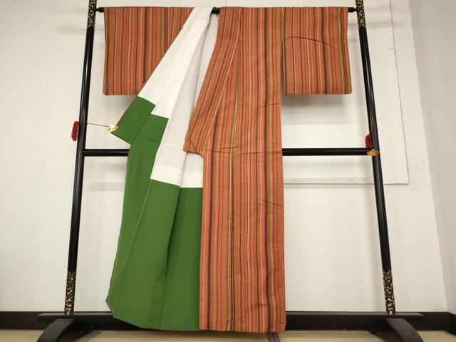 平和屋着物■上質な紬 縞 正絹 逸品 AABC2812st