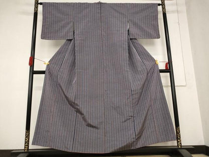 平和屋着物■上質な紬　縞　正絹　逸品　AABC2934st