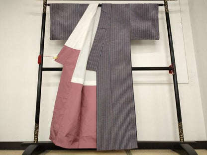 平和屋着物■上質な紬　縞　正絹　逸品　AABC2934st