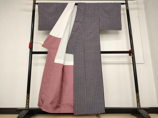 平和屋着物■上質な紬　縞　正絹　逸品　AABC2934st