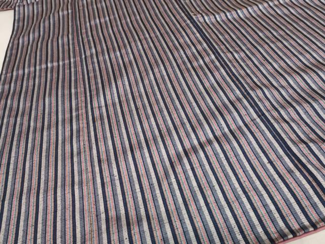 平和屋着物■上質な紬　縞　正絹　逸品　AABC2934st