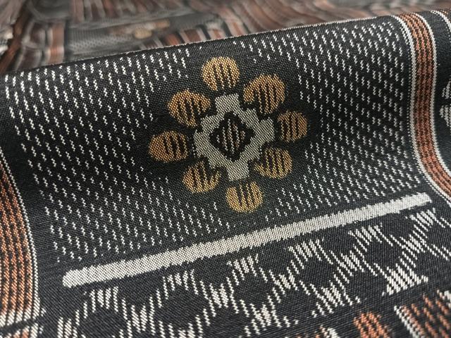 平和屋着物■上質な紬　竹花格子　正絹　逸品　AABC3036uw
