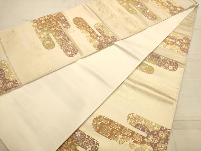 平和屋着物◎全通柄袋帯　唐織　名物裂　金糸　正絹　逸品　AABC3046dt