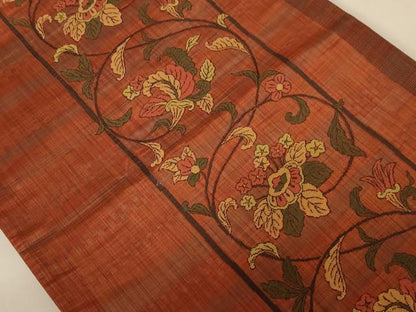 平和屋着物◎六通柄袋帯　更紗花文　正絹　逸品　AABC3069dt