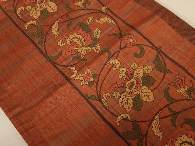 平和屋着物◎六通柄袋帯　更紗花文　正絹　逸品　AABC3069dt