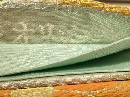 平和屋着物◎六通柄袋帯　唐織　流水花文　金銀糸　やまとオリジナル　正絹　逸品　AABC3078dt