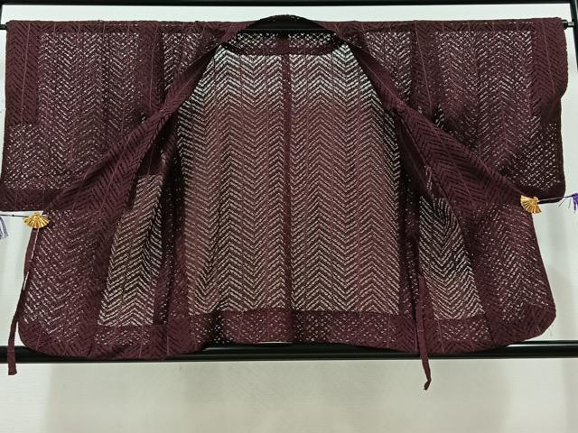 平和屋着物▽道行コート スリーシーズン 春夏秋 塵除け 紫紺色 正絹 逸品 AABC3161jh