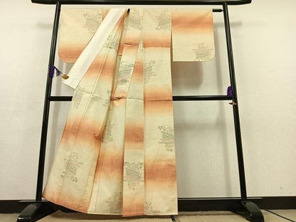 平和屋着物▽結城紬 単衣 80亀甲 花籬文 正絹 逸品 AABC3166jh