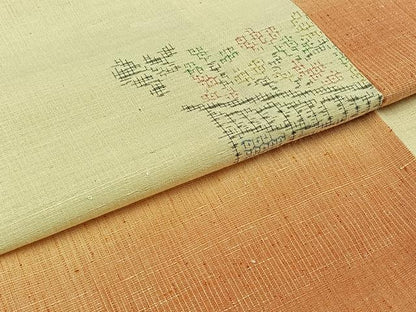 平和屋着物▽結城紬 単衣 80亀甲 花籬文 正絹 逸品 AABC3166jh