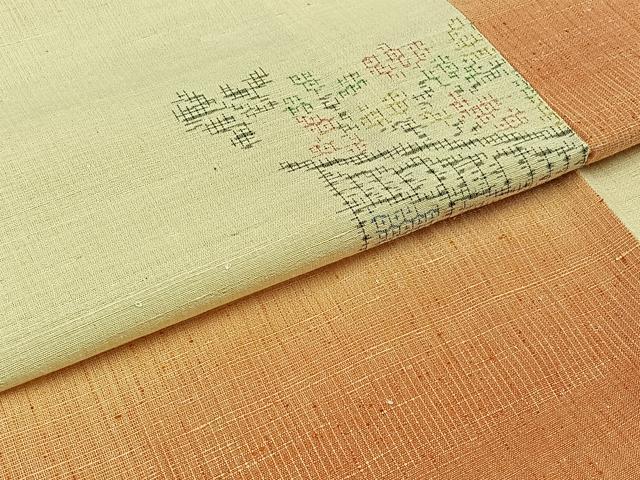 平和屋着物▽結城紬 単衣 80亀甲 花籬文 正絹 逸品 AABC3166jh