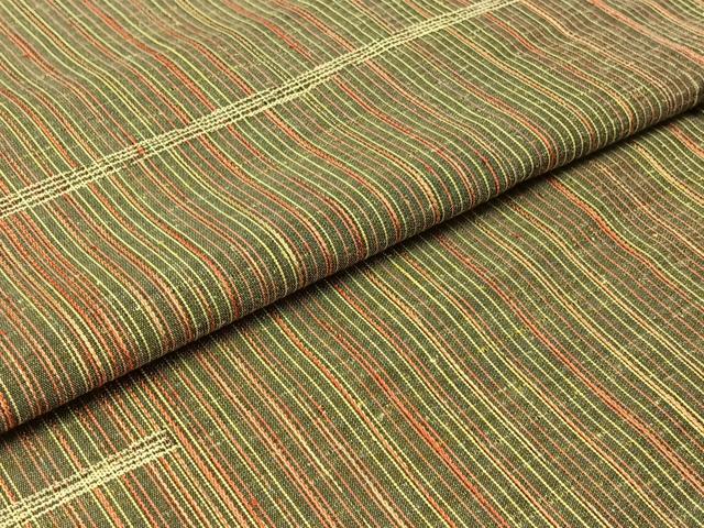 平和屋着物▽上質な紬 単衣 縞 正絹 逸品 AABC3170jh