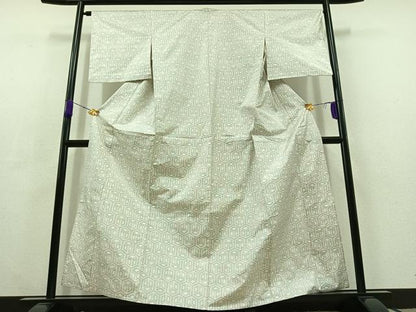 平和屋着物▽本場大島紬 白大島 単衣 亀甲文様 正絹 逸品 AABC3175jh