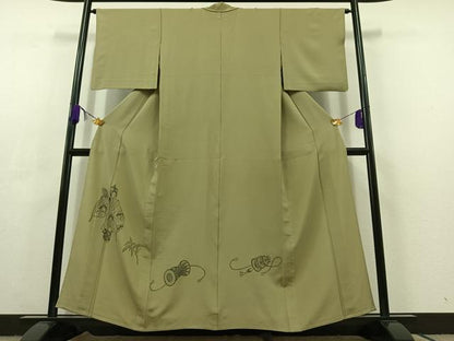 平和屋着物▽訪問着　単衣　手描き　人物文　正絹　逸品　AABC3177jh