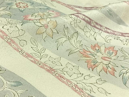 平和屋着物▽訪問着 単衣 手描き 草花文 正絹 逸品 AABC3178jh