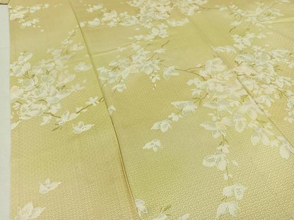 平和屋着物▽上質な小紋　単衣　枝花文　正絹　逸品　AABC3183jh
