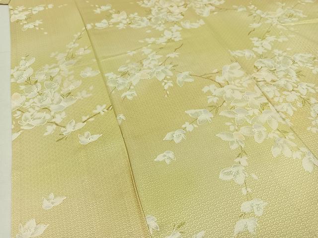 平和屋着物▽上質な小紋　単衣　枝花文　正絹　逸品　AABC3183jh