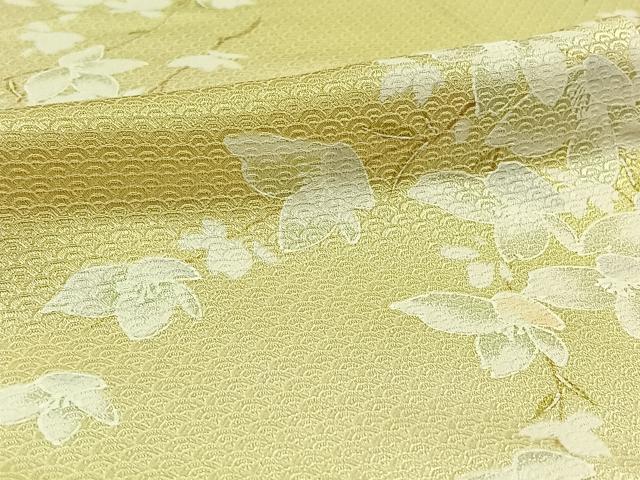 平和屋着物▽上質な小紋　単衣　枝花文　正絹　逸品　AABC3183jh