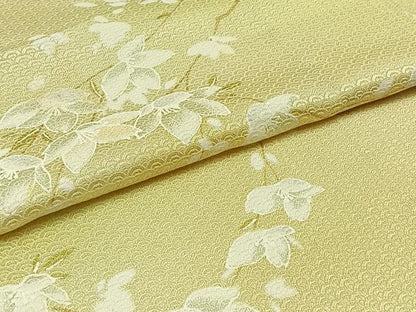 平和屋着物▽上質な小紋　単衣　枝花文　正絹　逸品　AABC3183jh