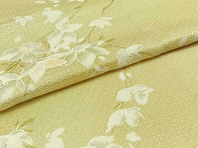 平和屋着物▽上質な小紋　単衣　枝花文　正絹　逸品　AABC3183jh