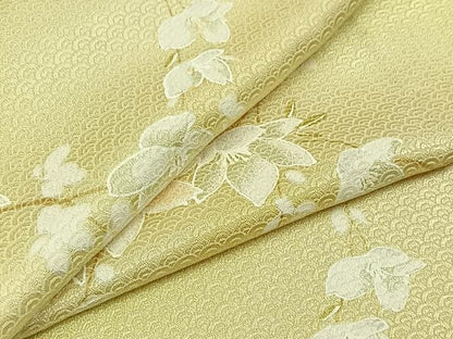 平和屋着物▽上質な小紋　単衣　枝花文　正絹　逸品　AABC3183jh