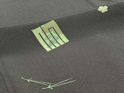 平和屋着物▽上質な小紋 単衣 吹き寄せ文 正絹 逸品 AABC3185jh