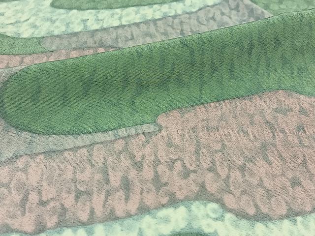 平和屋着物▽上質な小紋　単衣　霞文　正絹　逸品　AABC3186jh