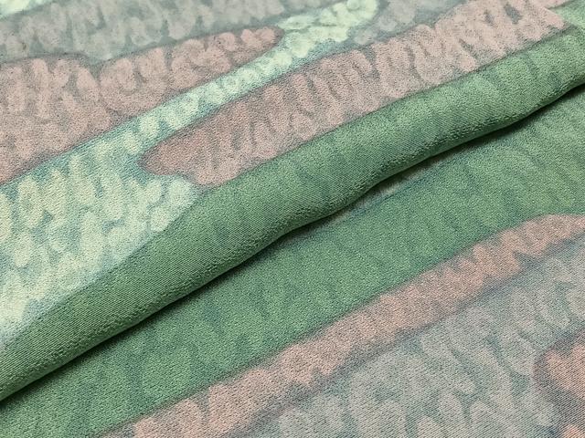 平和屋着物▽上質な小紋　単衣　霞文　正絹　逸品　AABC3186jh