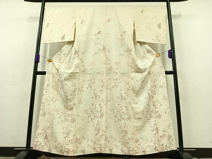 平和屋着物▽訪問着 単衣 草花文 正絹 逸品 AABC3187jh