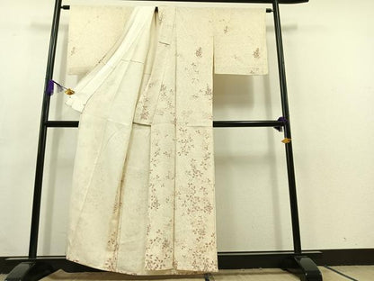平和屋着物▽訪問着 単衣 草花文 正絹 逸品 AABC3187jh
