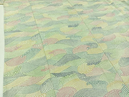 平和屋着物▽上質な小紋 単衣 立波文 正絹 逸品 AABC3188jh