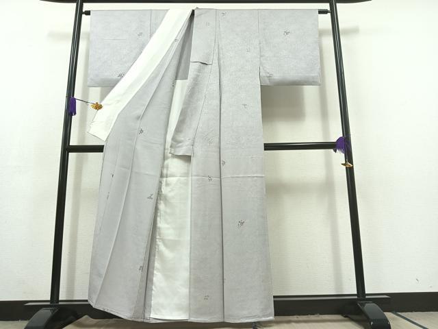 平和屋着物▽友禅作家の巨匠 浅井青仁 小紋 単衣 草花文 正絹 逸品 AABC3189jh