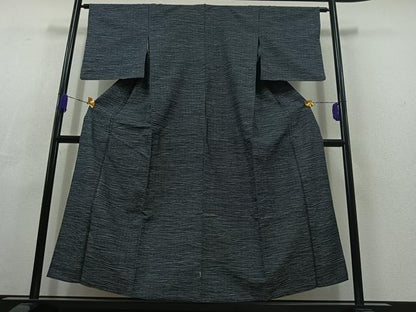 平和屋着物▽上質な紬　単衣　横段文　正絹　逸品　AABC3190jh